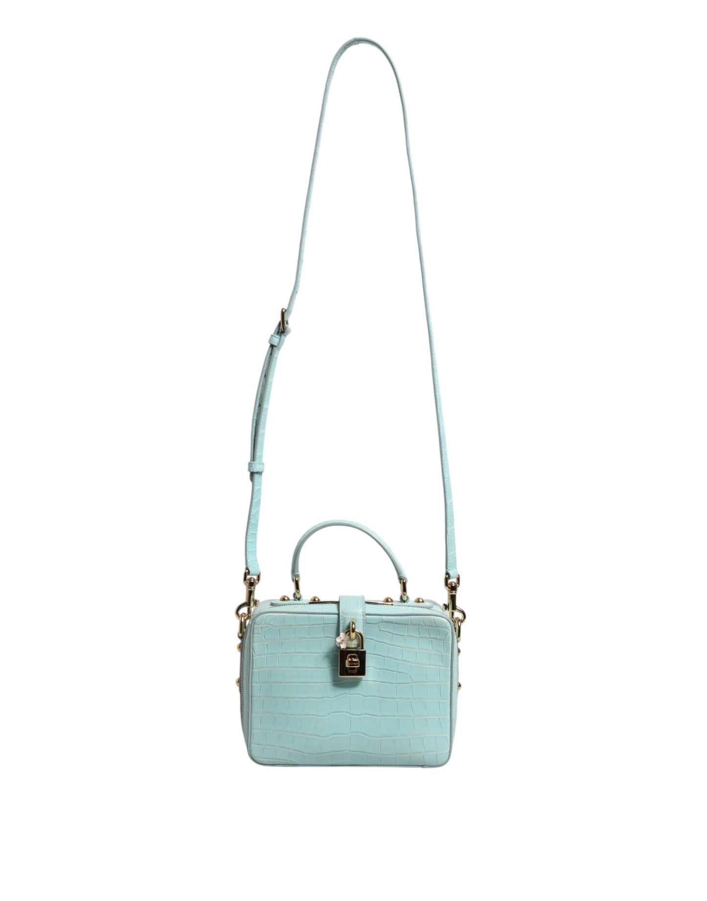 Dolce & Gabbana Mint Green Embossed Leather Padlock Shoulder Bag