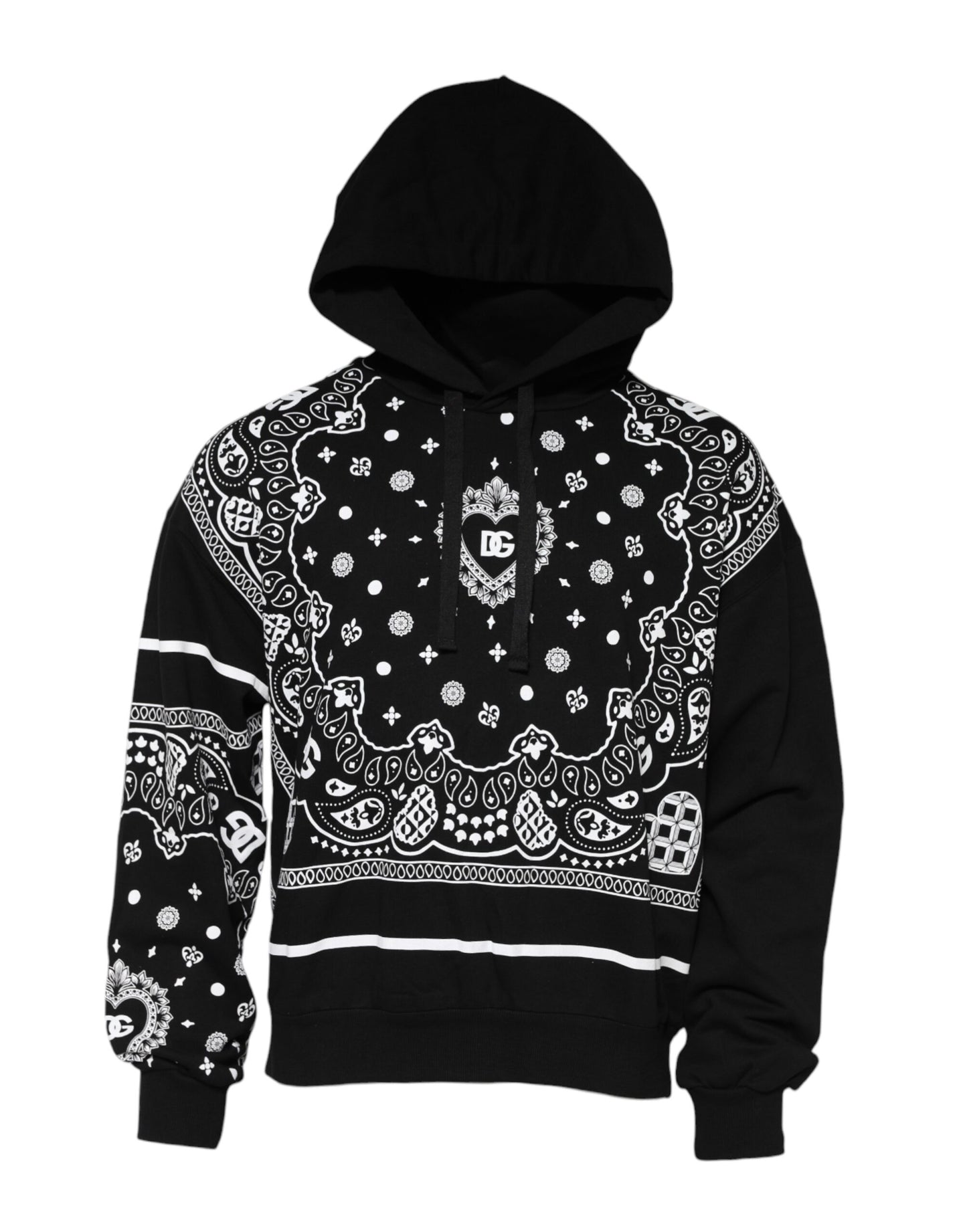 Dolce & Gabbana Black Bandana Hooded Men Sweatshirt Sweater