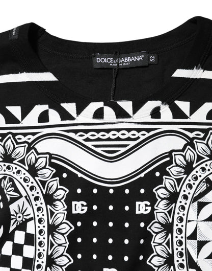 Dolce & Gabbana Black Bandana Print Cotton Crew Neck T-shirt