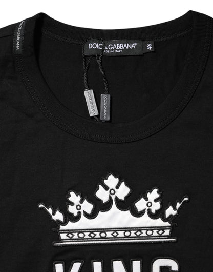 Dolce & Gabbana Black DG King Crown Cotton Crew Neck T-shirt