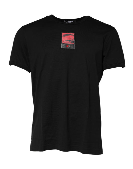 Dolce & Gabbana Black Eye Print Cotton Men Crew Neck T-shirt