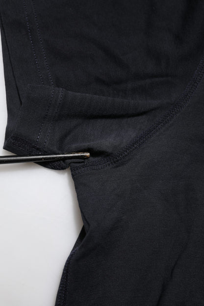 Dolce & Gabbana Dark Blue Logo Plaque Cotton Crewneck T-shirt