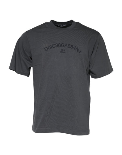 Dolce & Gabbana Gray Logo Graphic Cotton Crew Neck T-shirt