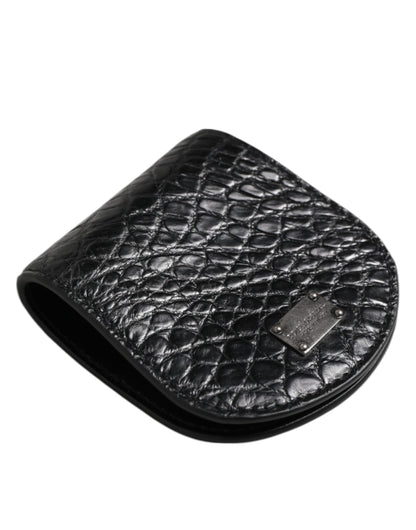 Dolce & Gabbana Black Exotic Skin Coin Condom Case Holder Pocket Wallet