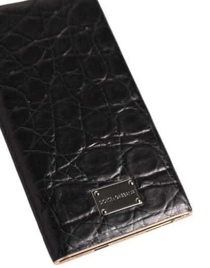 Dolce & Gabbana Black Leather Exotic Skin 3000mAh Power Bank Charger USB