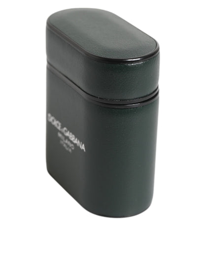 Dolce & Gabbana Black Leather Logo Print Flip Holder Men Airpods Case
