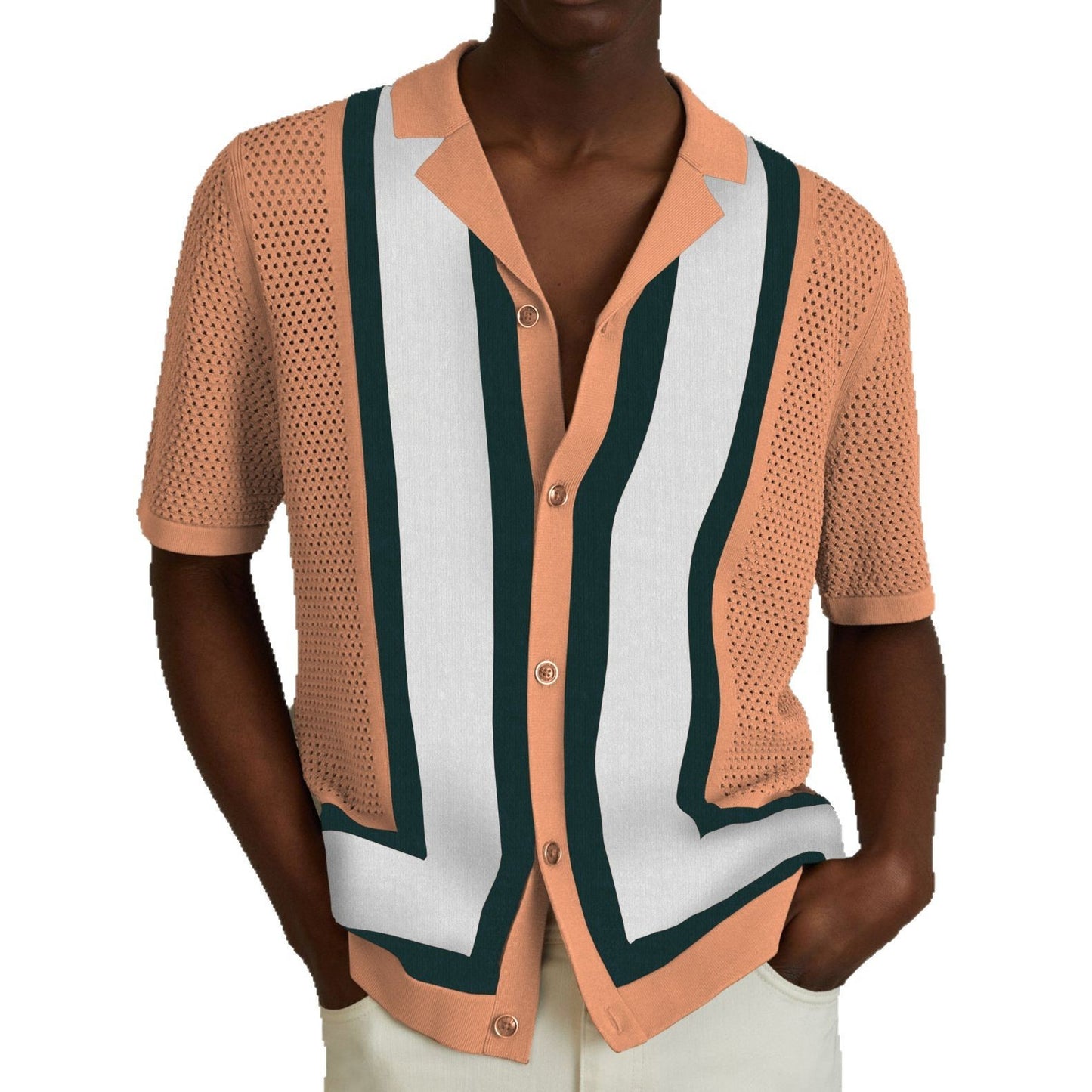 Men's Summer New Striped Contrast Color Knitwear Top