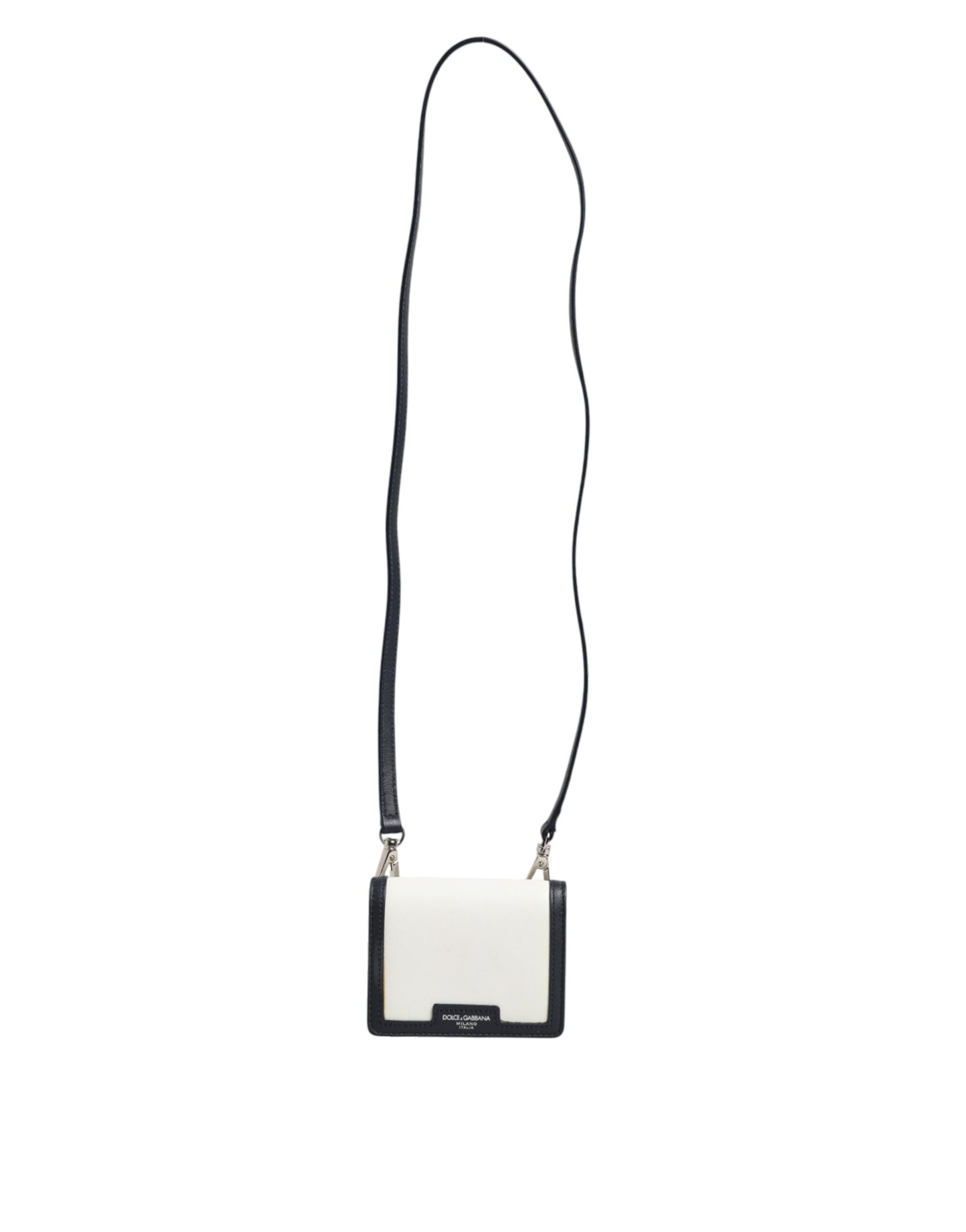 Dolce & Gabbana Beige Black Leather Card Holder Crossbody Men Borse Bag