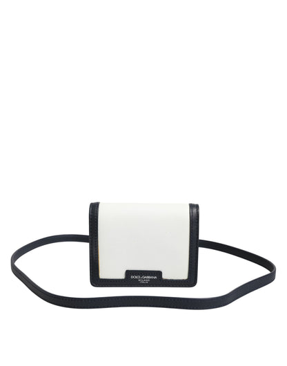 Dolce & Gabbana Beige Black Leather Card Holder Crossbody Men Borse Bag