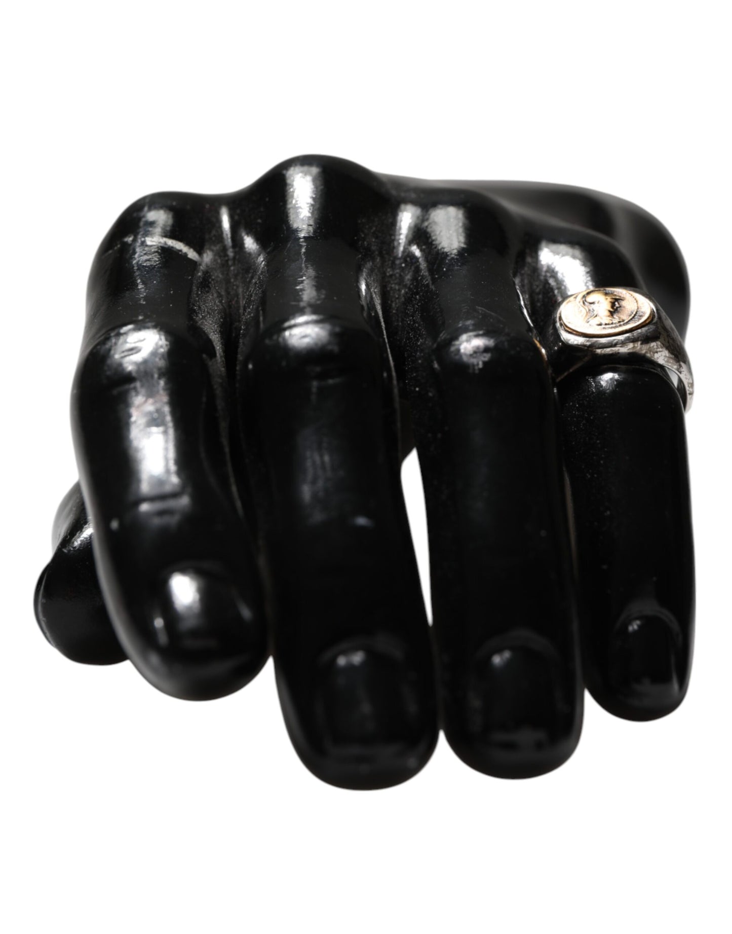 Dolce & Gabbana Silver Tone Engraved Two Color Real Brass Ring