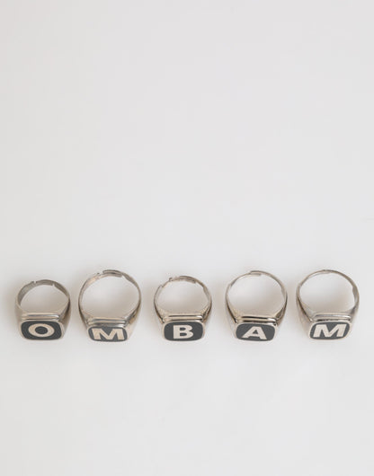 Dolce & Gabbana Silver Tone Brass Lettering Set 5 Pieces Adjustable Ring