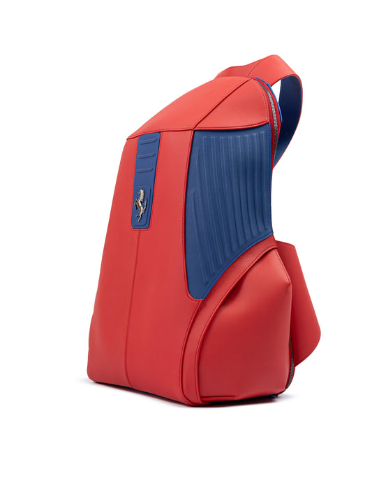 Ferrari Red Leather Technical Backpack