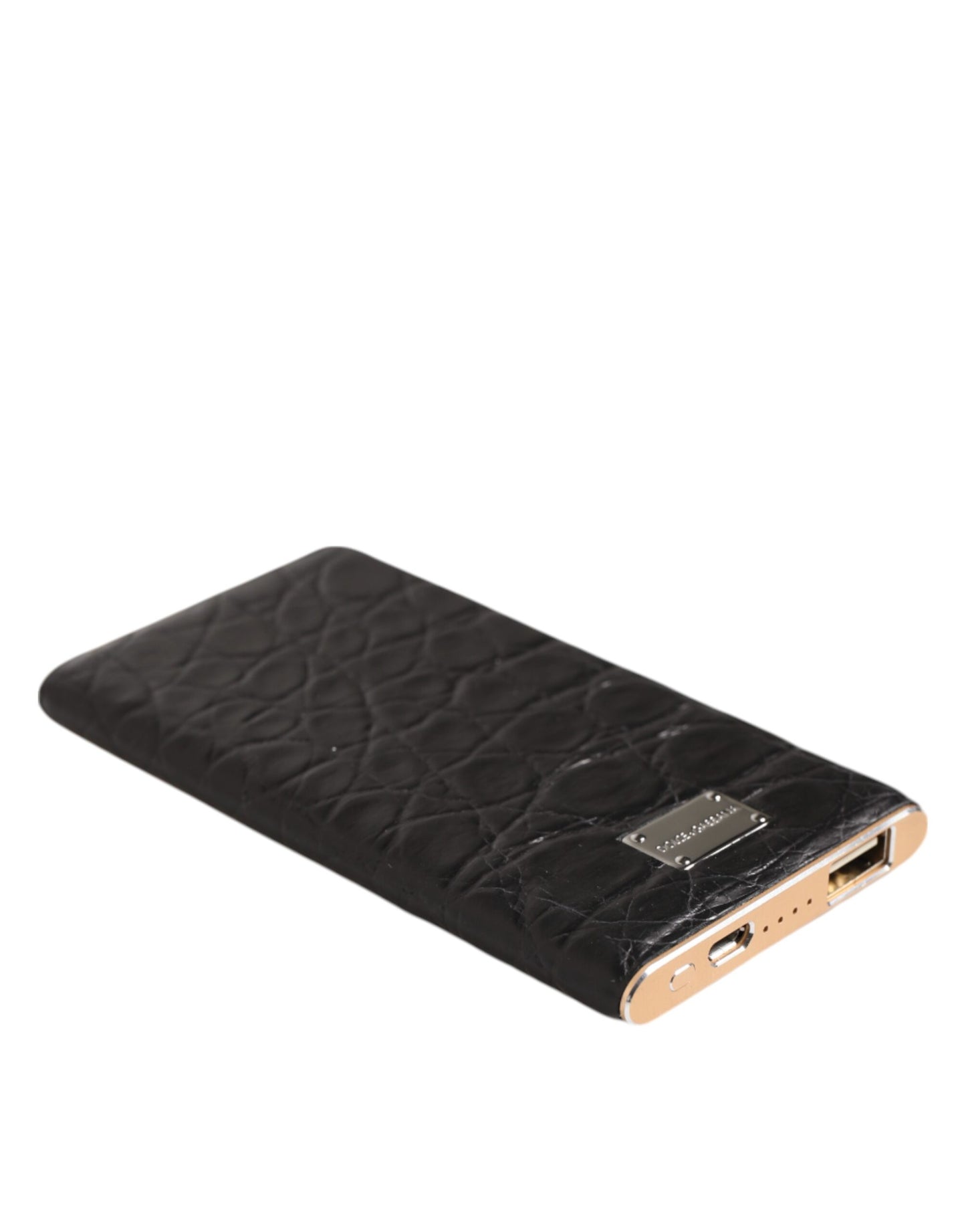 Dolce & Gabbana Black Leather Exotic 3000mAh Power Bank Charger USB