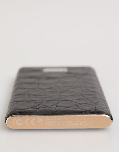 Dolce & Gabbana Black Leather Exotic 3000mAh Power Bank Charger USB