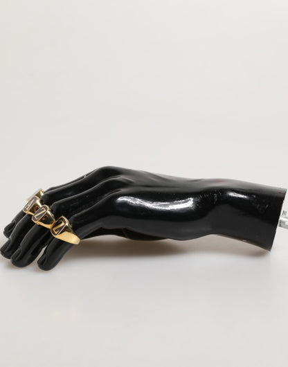 Dolce & Gabbana Gold Tone Brass JAZZ Letter Set 4 Pieces Adjustable Ring