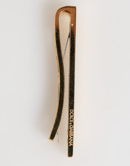 Dolce & Gabbana Gold Tone Brass Logo Branded Men Accessory Tie Clip Bar
