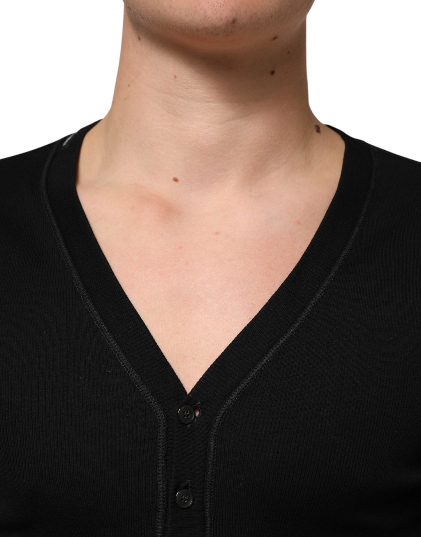 Dolce & Gabbana Black Cotton Button Up Men Cardigan Sweater