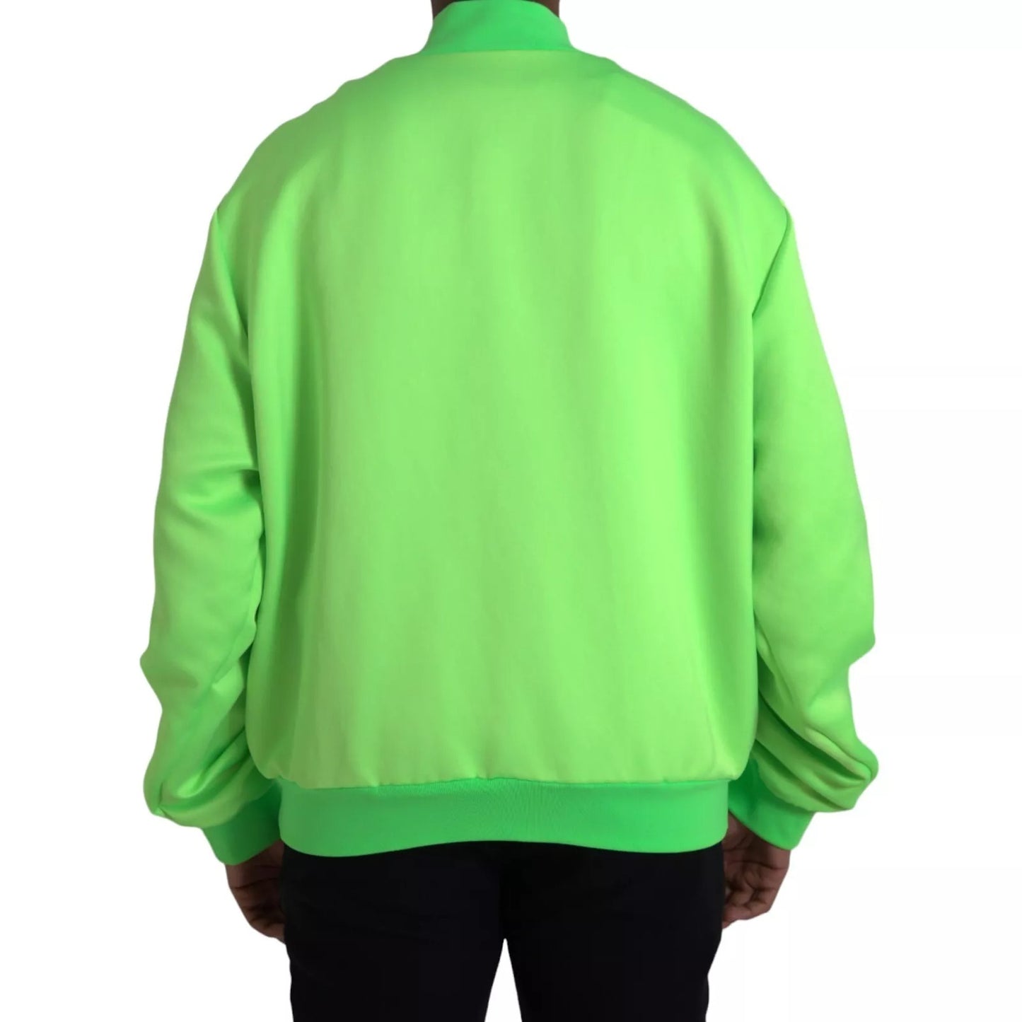 Dolce & Gabbana Neon Green Polyester Long Sleeves Men Bomber Jacket