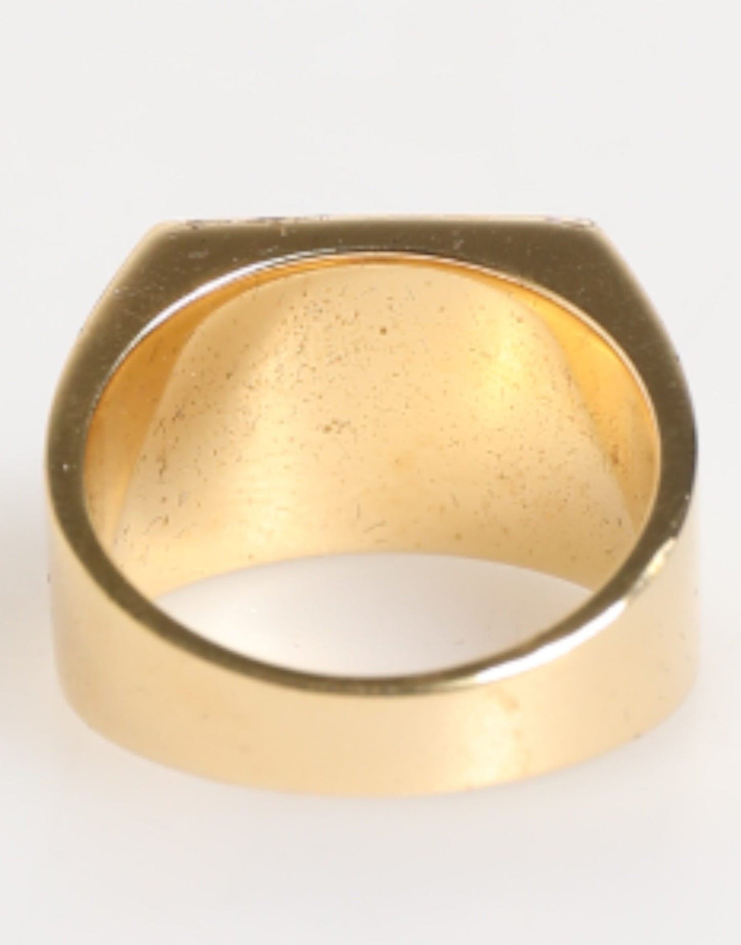 Dolce & Gabbana Gold Tone Brass Signet Square DG Logo Plaque Men Ring