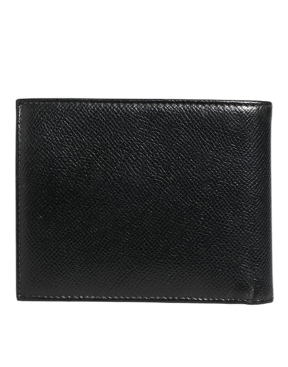 Dolce & Gabbana Black Leather Plaque Logo Bifold Men Card Holder Wallet