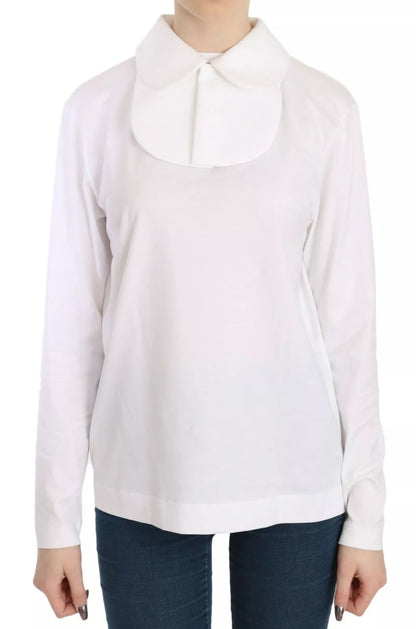 Dolce & Gabbana White Cotton Longsleeve Collared Blouse