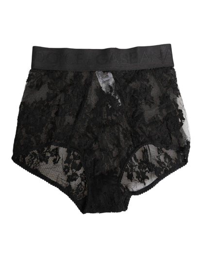 Dolce & Gabbana High Waist Briefs Black Floral Lace  Underwear