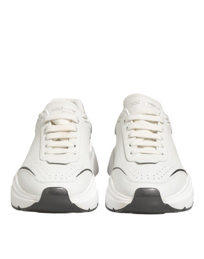 Dolce & Gabbana White Silver DAYMASTER Leather Sneakers Men Shoes