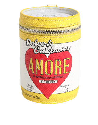 Dolce & Gabbana Amore Leather Yellow Bag Charm Coin Case Keychain Keyring