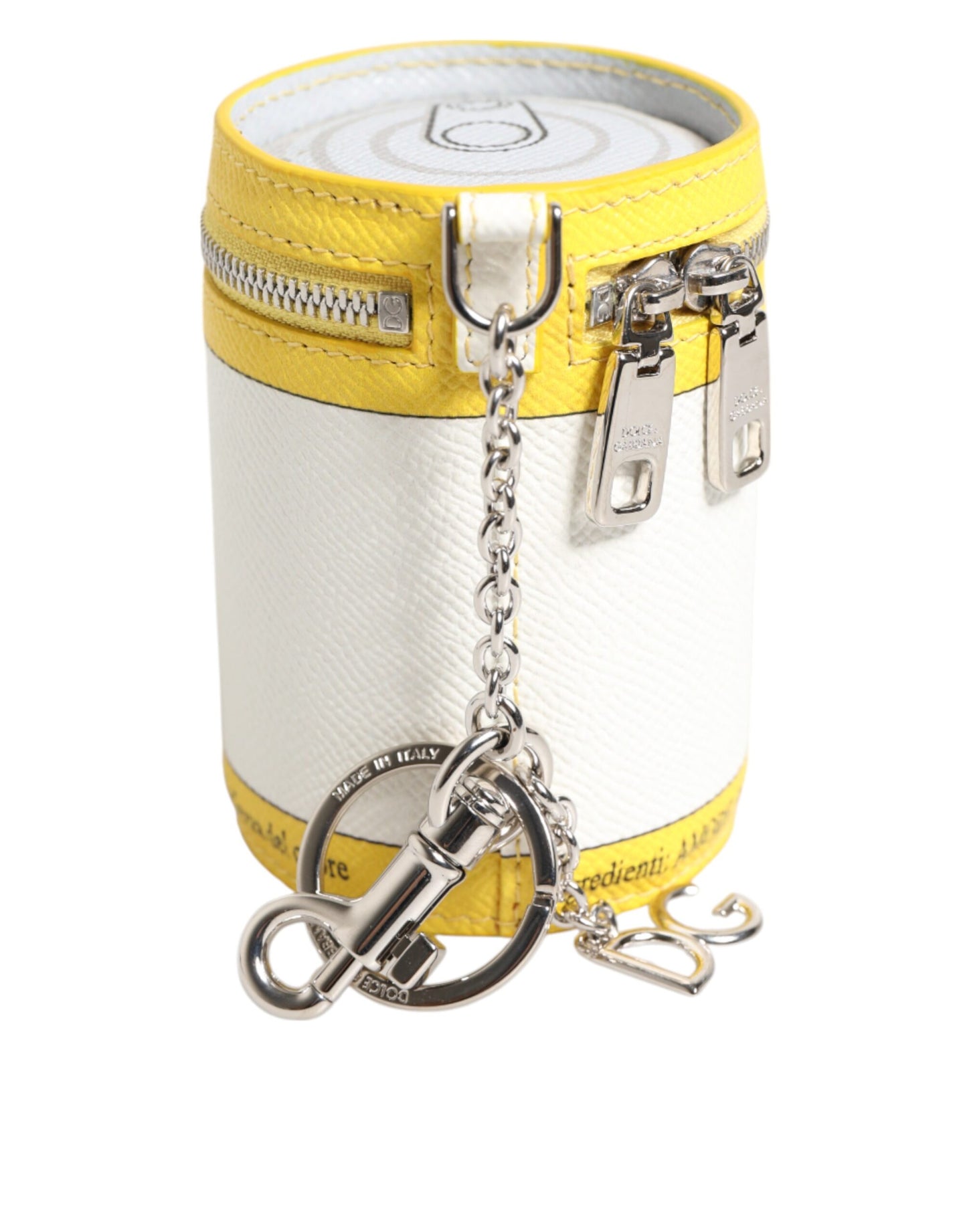 Dolce & Gabbana Amore Leather Yellow Bag Charm Coin Case Keychain Keyring