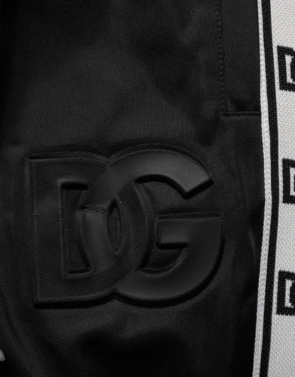 Dolce & Gabbana Black Polyester Logo Stripe Track Jogger Pants