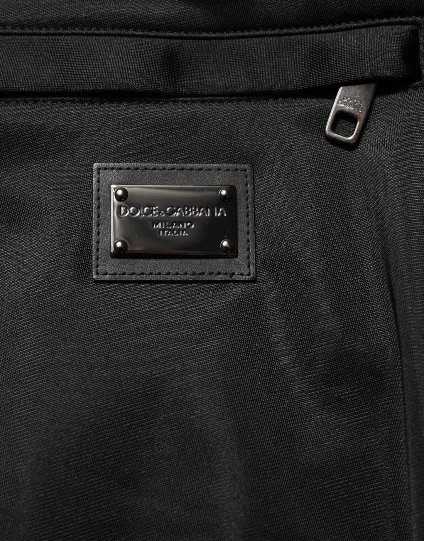 Dolce & Gabbana Black Polyester Logo Plaque Sweatpants Jogger Pants