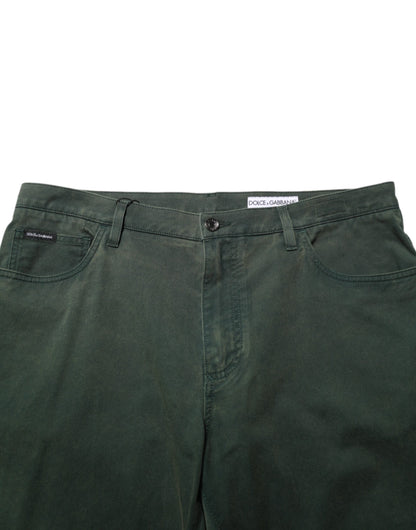 Dolce & Gabbana Dark Green Cotton Stretch Loose Denim Jeans