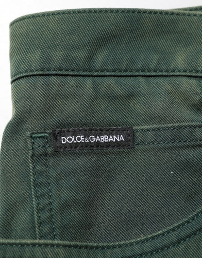 Dolce & Gabbana Dark Green Cotton Stretch Loose Denim Jeans