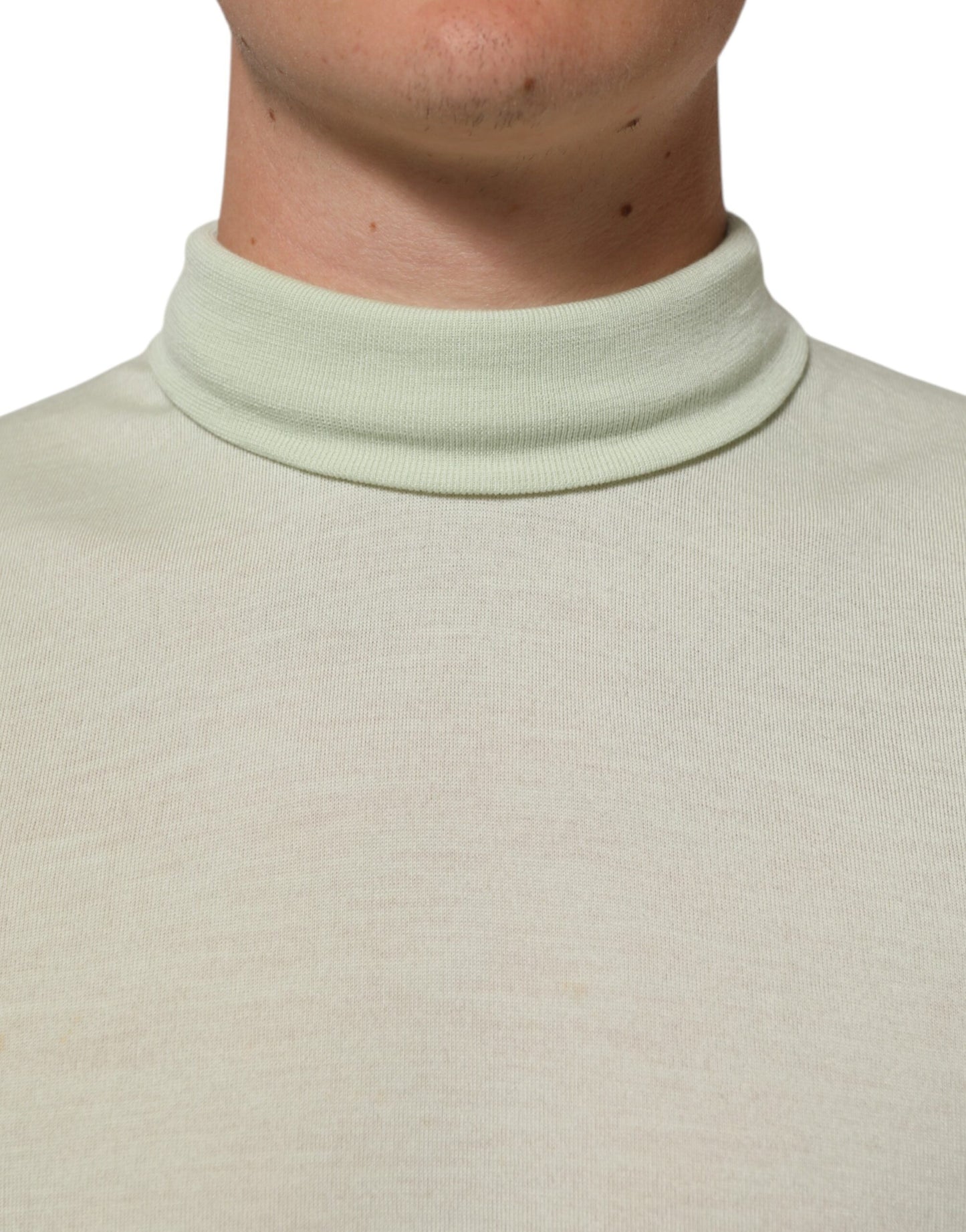 Dolce & Gabbana Light Green Logo TurtleNeck Pullover Sweater