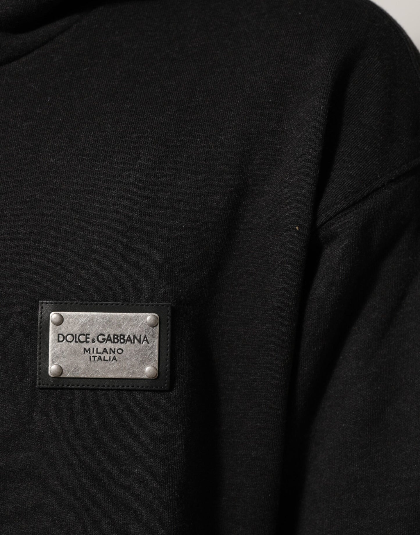 Dolce & Gabbana Black Logo FullZip Hooded Sweatshirt Sweater