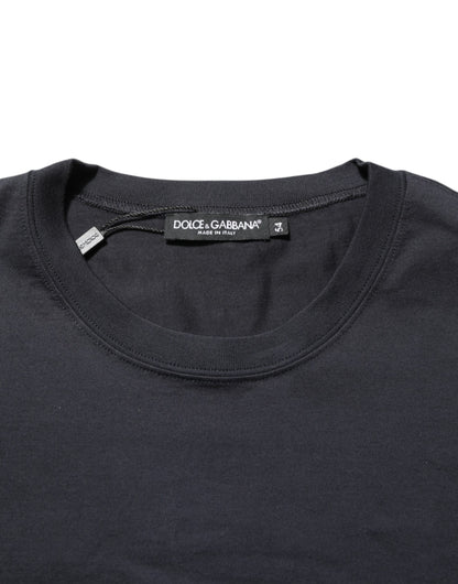 Dolce & Gabbana Black Logo Compass Cotton Crew Neck T-shirt