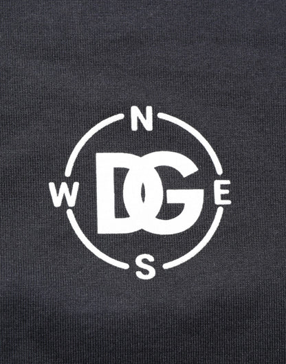 Dolce & Gabbana Black Logo Compass Cotton Crew Neck T-shirt