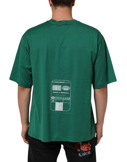 Dolce & Gabbana Green Cotton Graphic Logo Print Crewneck T-shirt