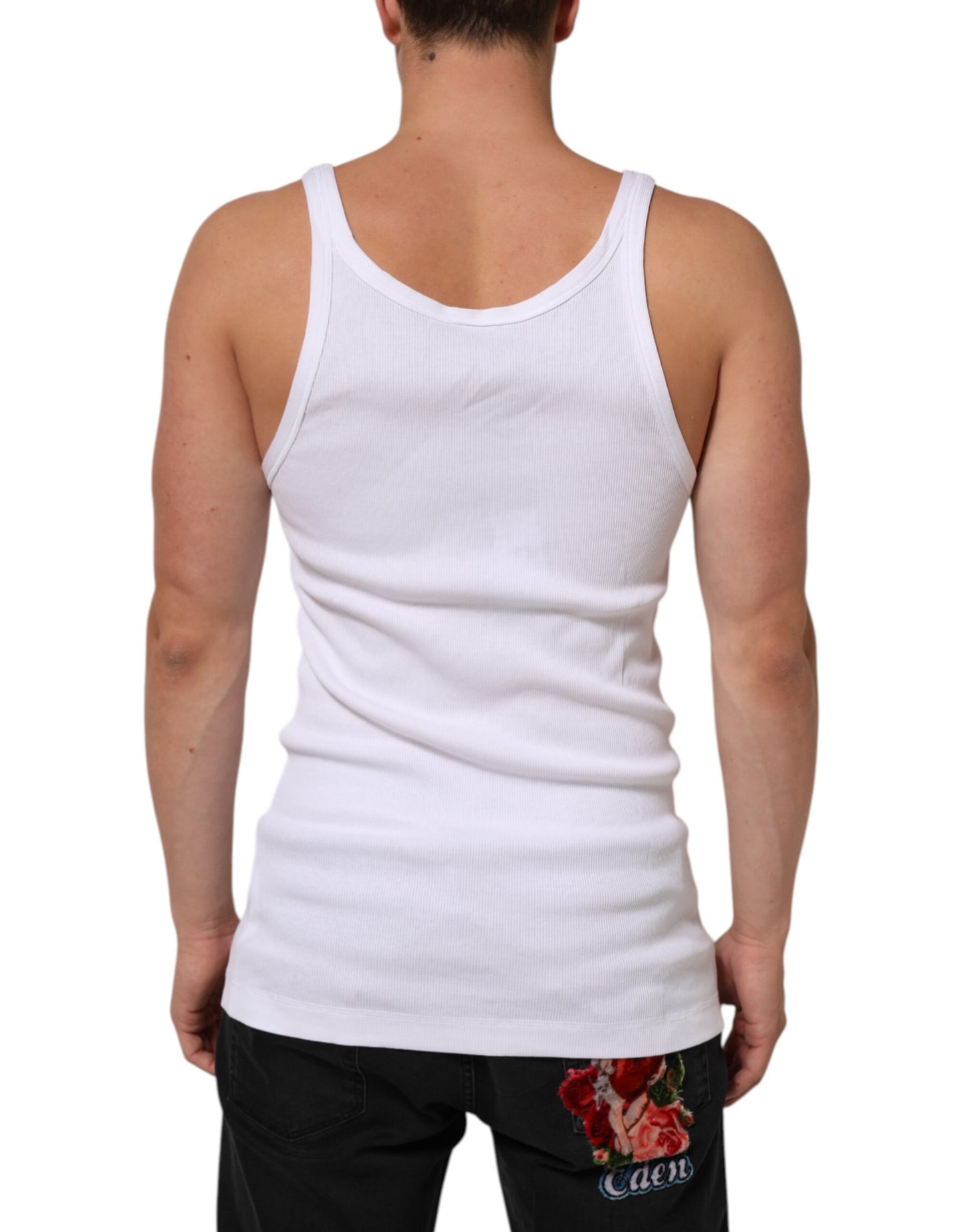 Dolce & Gabbana White Sleeveless Round Neck Tank Top T-shirt