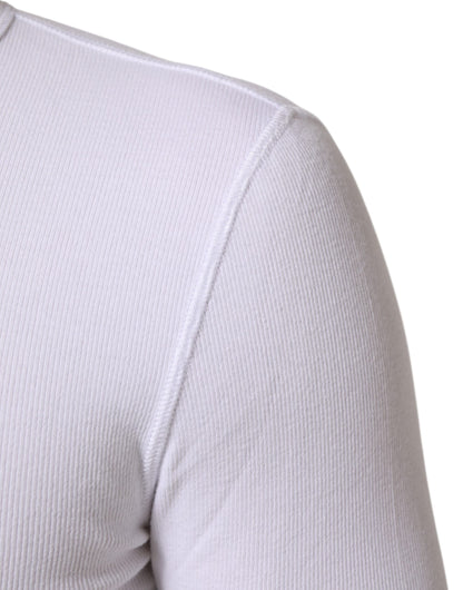 Dolce & Gabbana White Long Sleeves Button Closure T-shirt