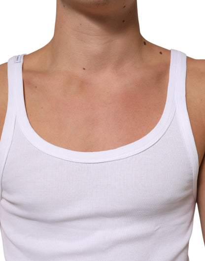 Dolce & Gabbana White Sleeveless Round Neck Tank Top T-shirt