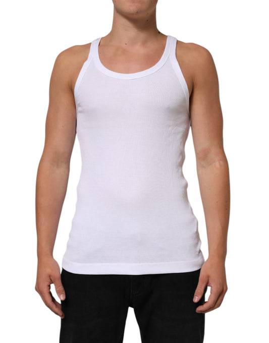 Dolce & Gabbana White Sleeveless Round Neck Tank Top T-shirt