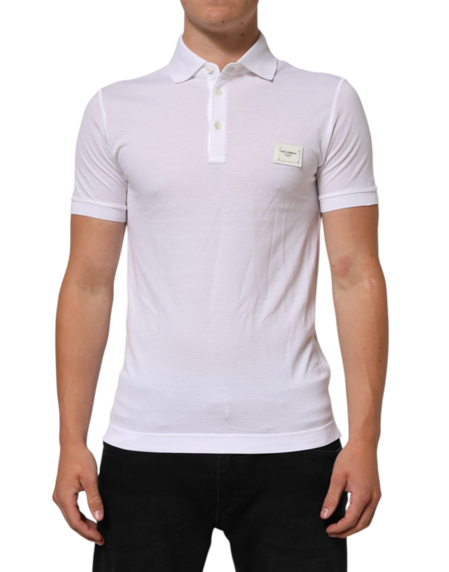 Dolce & Gabbana White Collared Short Sleeves Polo T-shirt