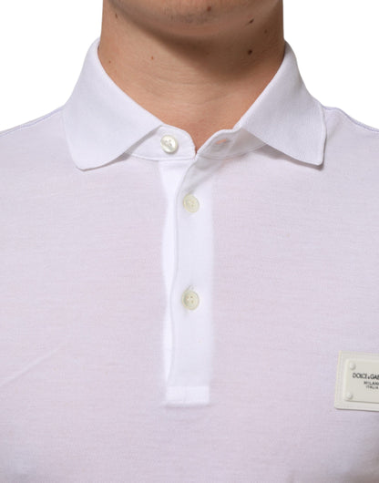 Dolce & Gabbana White Collared Short Sleeves Polo T-shirt