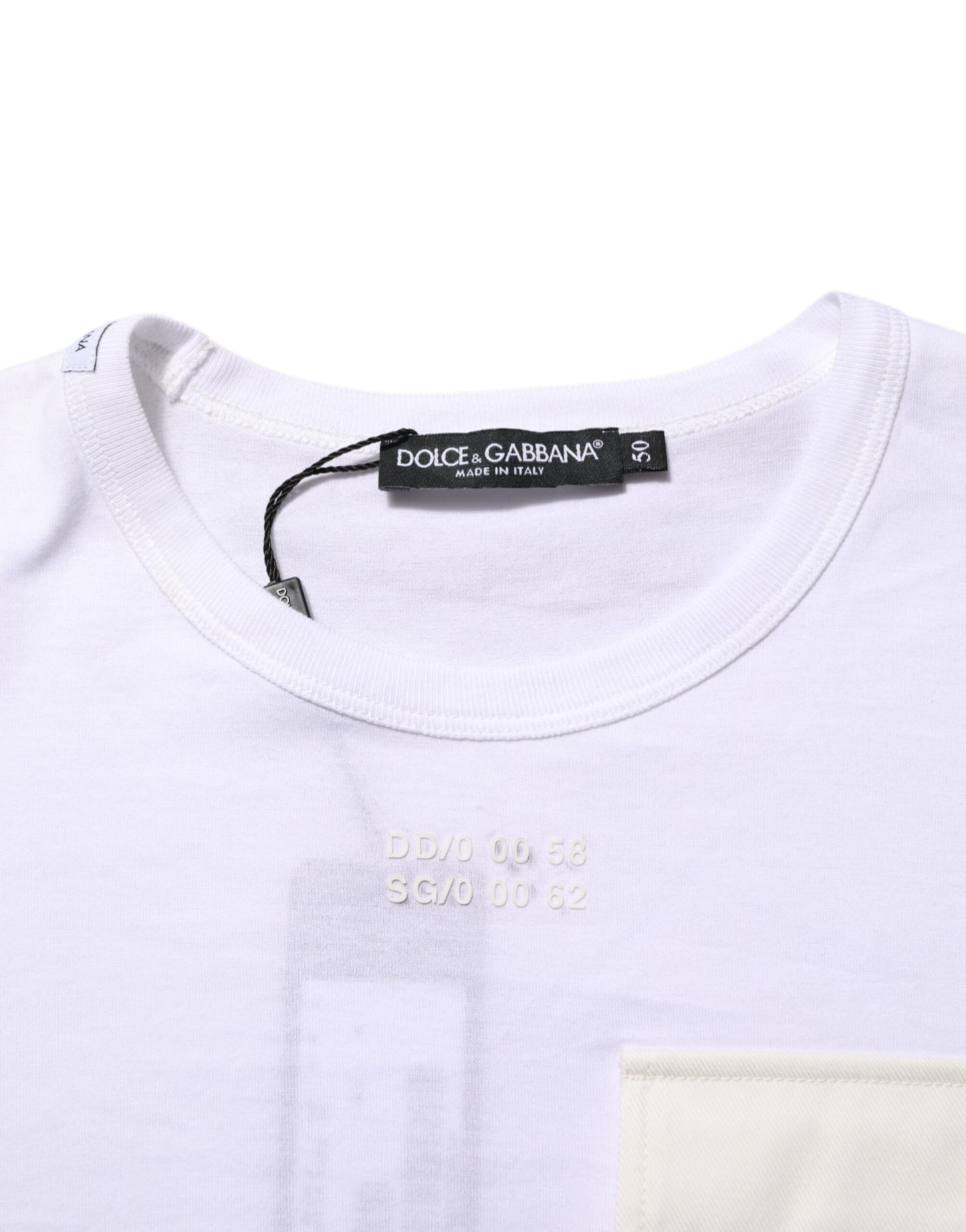 Dolce & Gabbana White Cotton Pocket Short Sleeves Men T-shirt