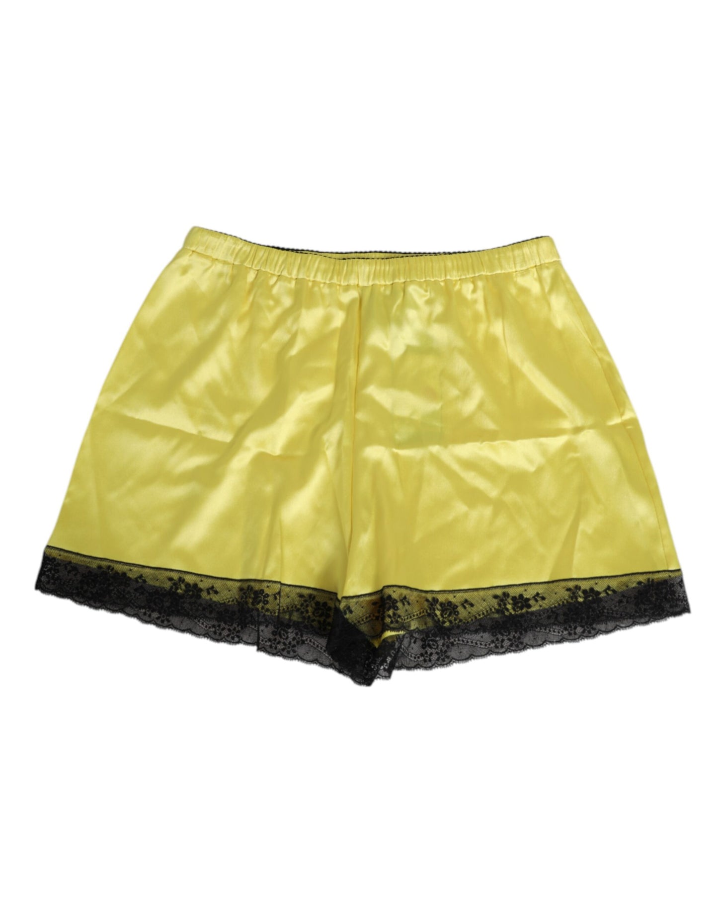 Dolce & Gabbana Yellow Satin Silk Mid Waist Underwear Shorts
