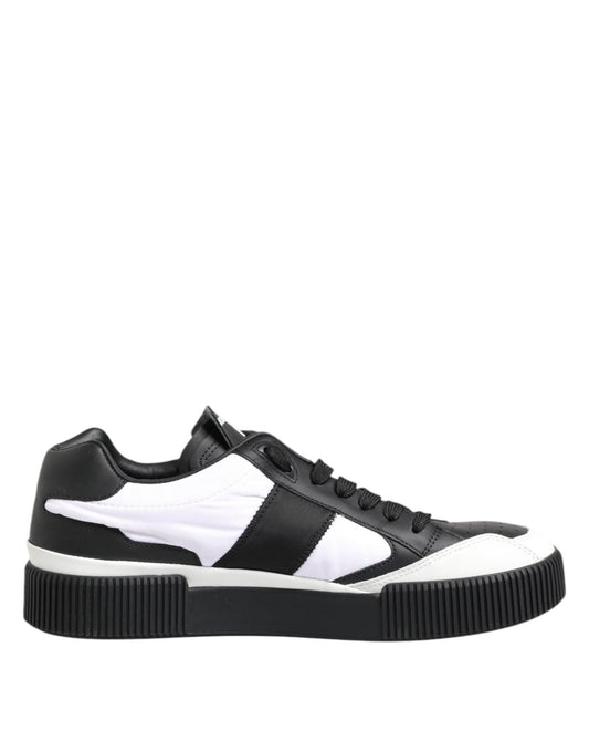 Dolce & Gabbana Black White Leather MIAMI Low Top Sneakers Shoes