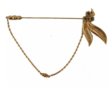 Dolce & Gabbana Gold Tone 925 Sterling Silver Crystal Chain Brooch