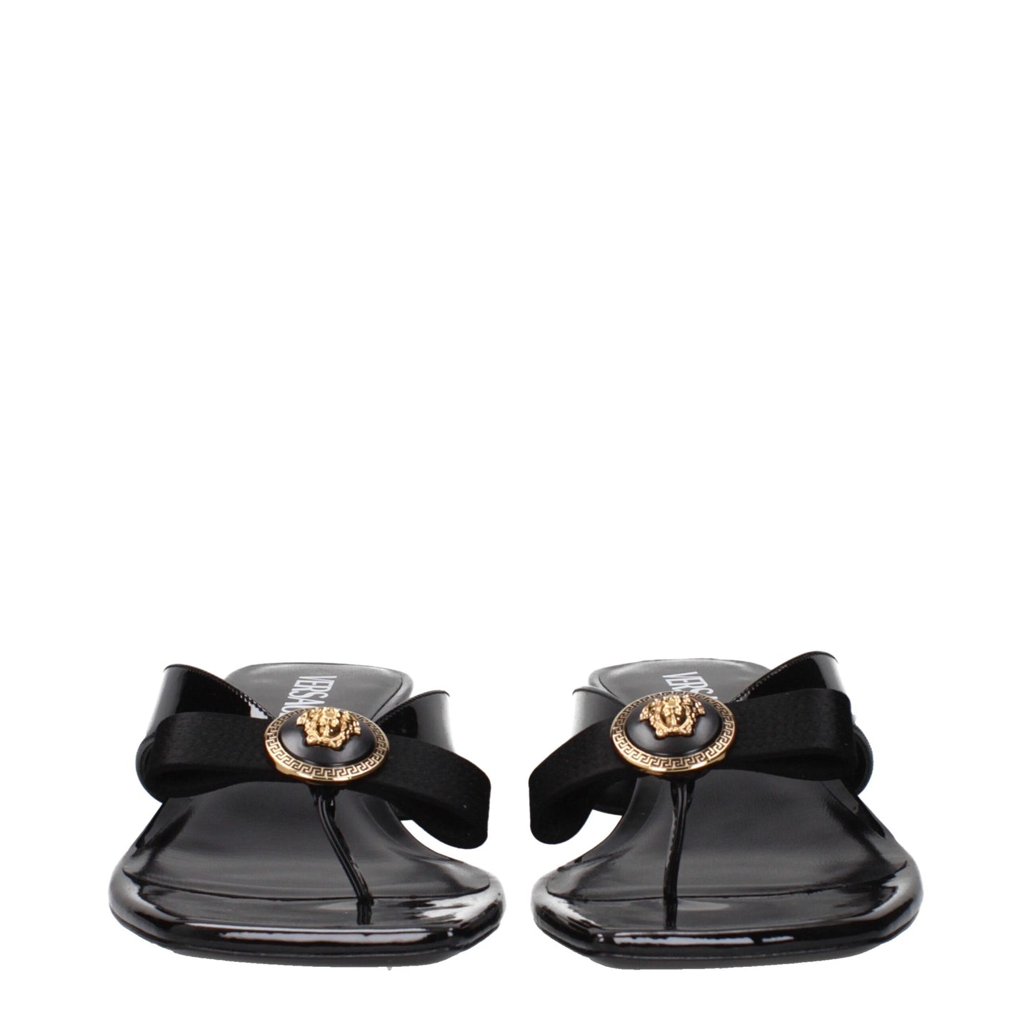 Versace Black Leather Stiletto Heel Sandals