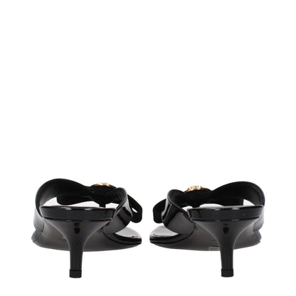 Versace Black Leather Stiletto Heel Sandals